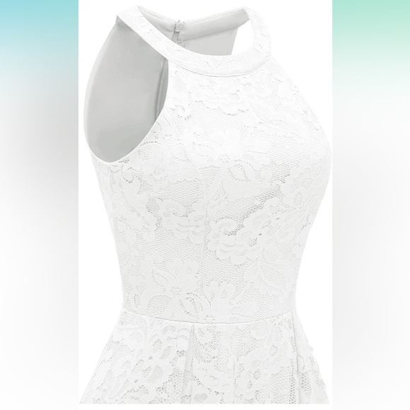 Women's Halter Floral Lace Cocktail Party Dress Hi-Lo Dress Size Medium - Picture 2 of 5